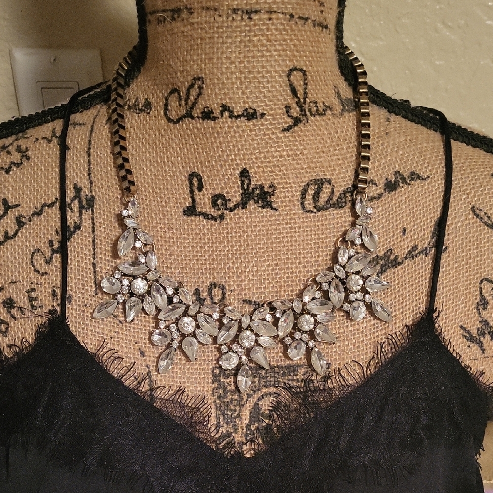 Anthropologie Gold and White Floral Necklace